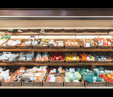 Fresh vegetables on a supermarket shelf